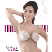 front closure transparent silicon bra with adhesive glue